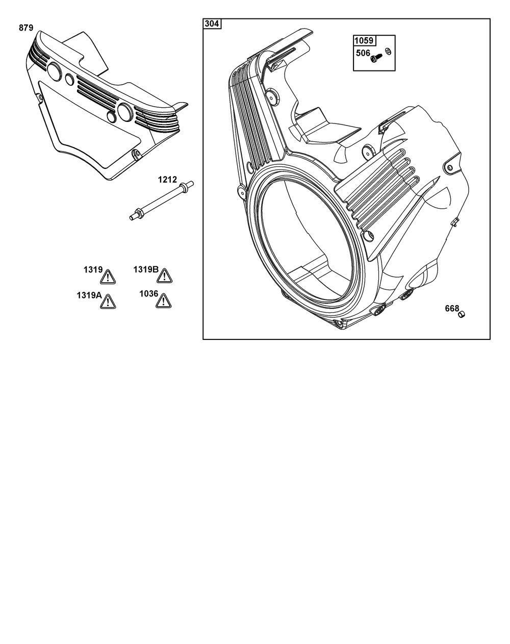 Blower Housing Group Diagram and Parts List for 540477-2224-01 400000 - 699999 Briggs and Stratton Engine